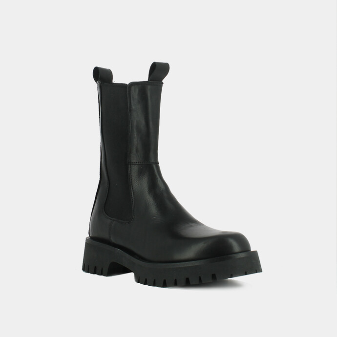 Bottines à plateformes  en cuir noir