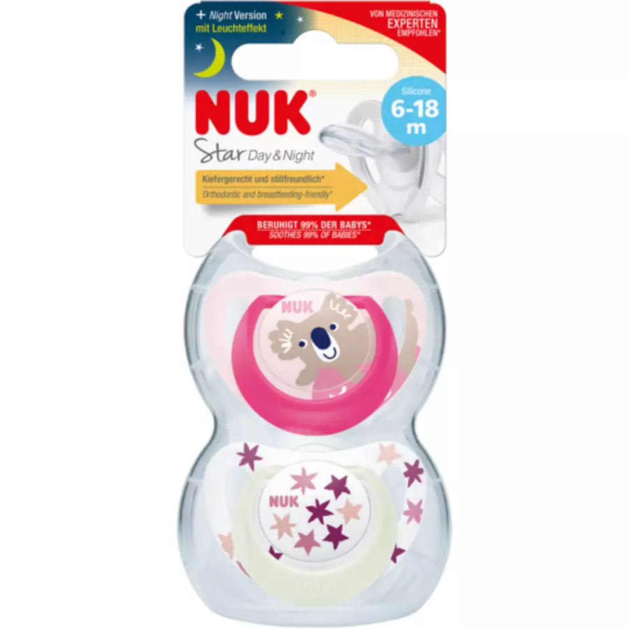 NUK Schnuller Star Day & Night , Gr. 2 in pinkrosa