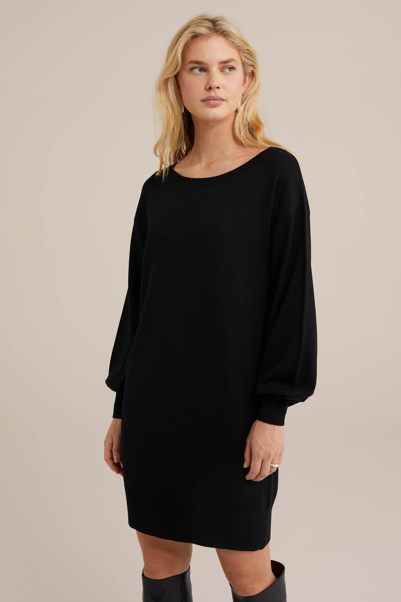 fijngebreide jurk WE Fashion Zwart