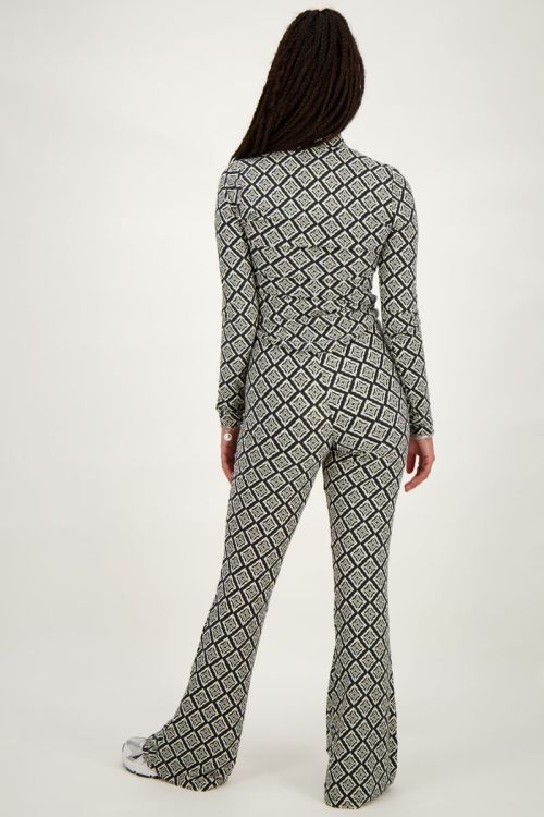Zwarte top met col en ikat print