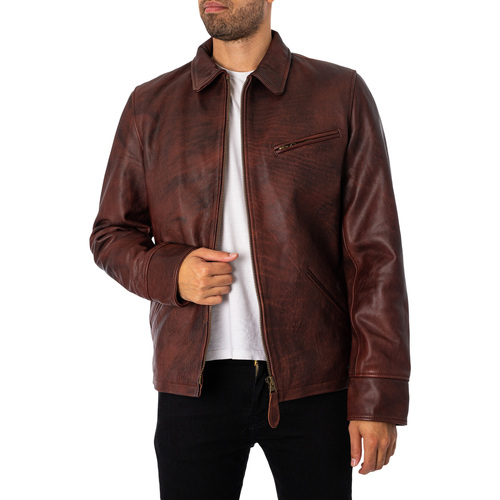 Schott - Chaqueta De Cuero Vintage Rojo