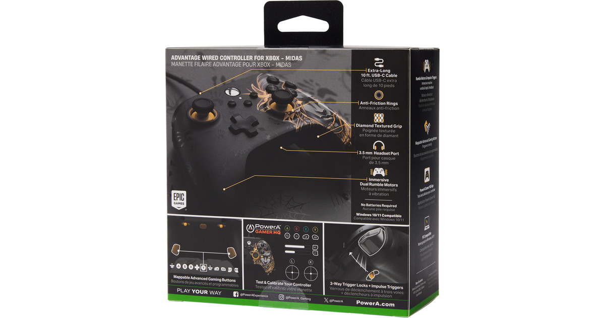 PowerAXbox Wired Controller Midas  (Zwart/goud, Xbox Series X|S, Xbox One, Windows)