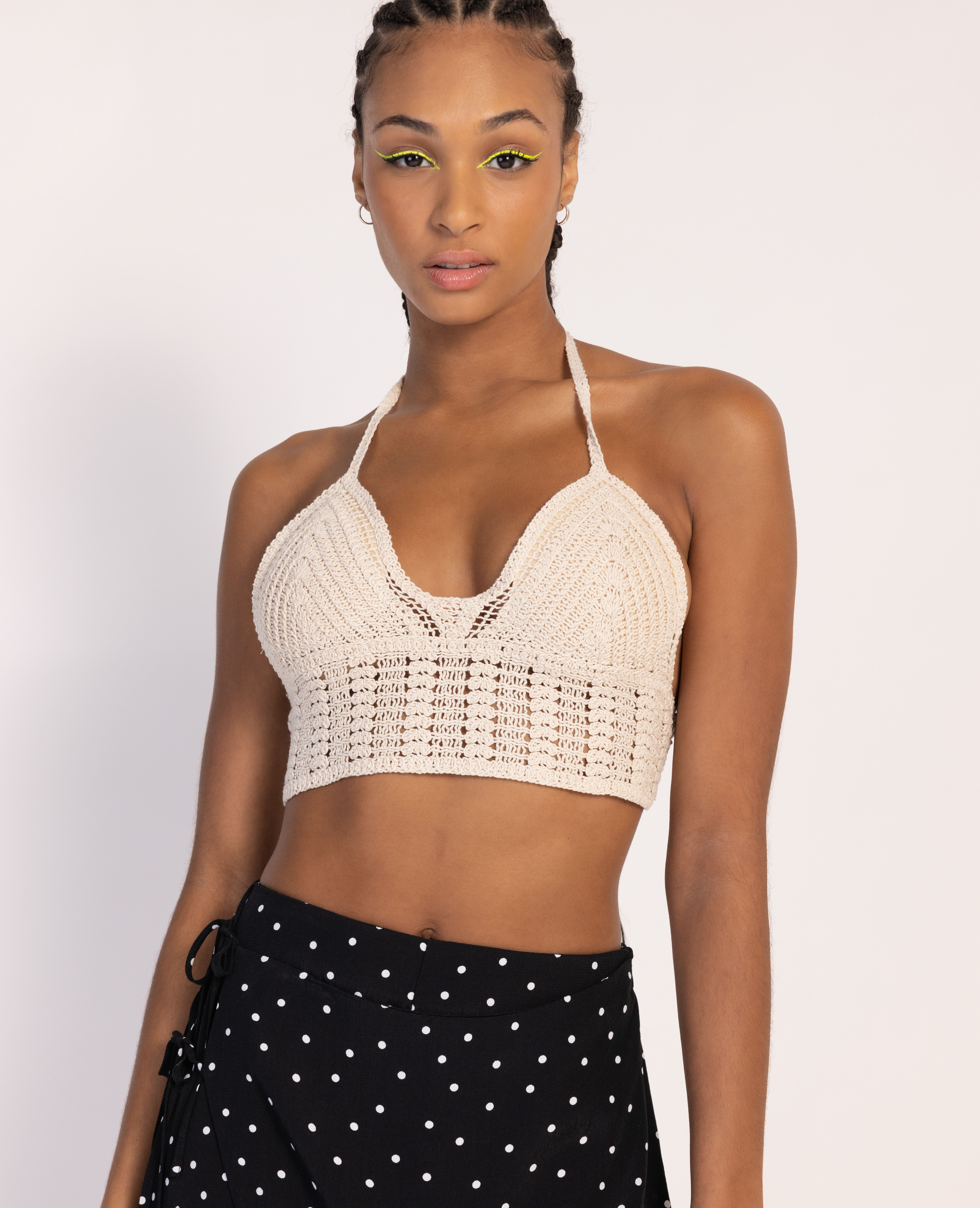 Top dos-nu en crochet - Sable