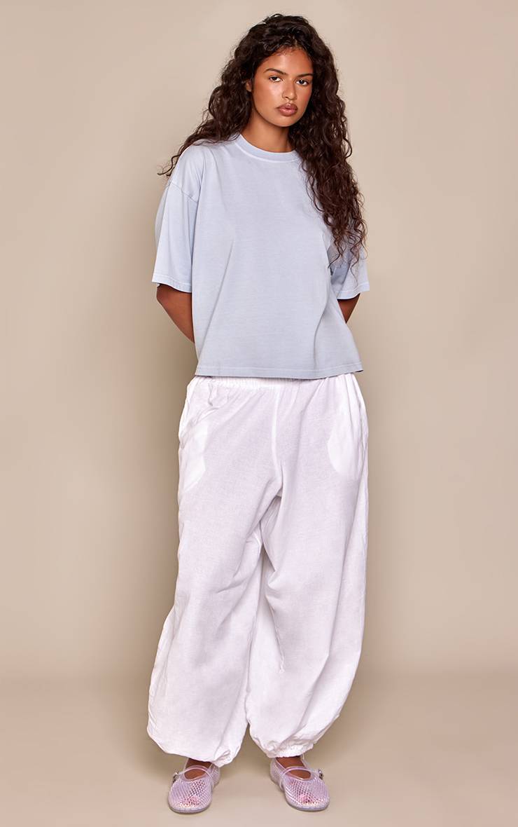 Bleu T-shirt Oversize En Coton Délavé À L'acide