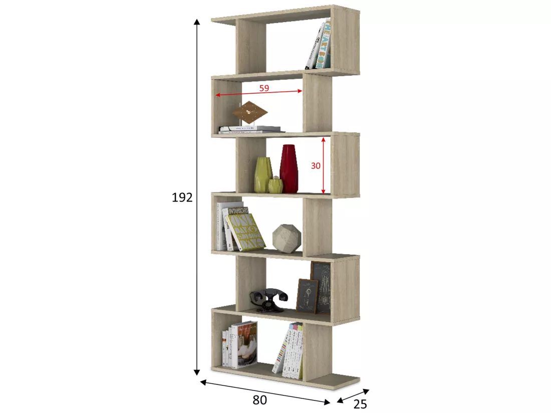 Étagère Bibliothèque Bolonia Couleur Marron 12 emplacements, pour Salle à Manger ou Bureau
