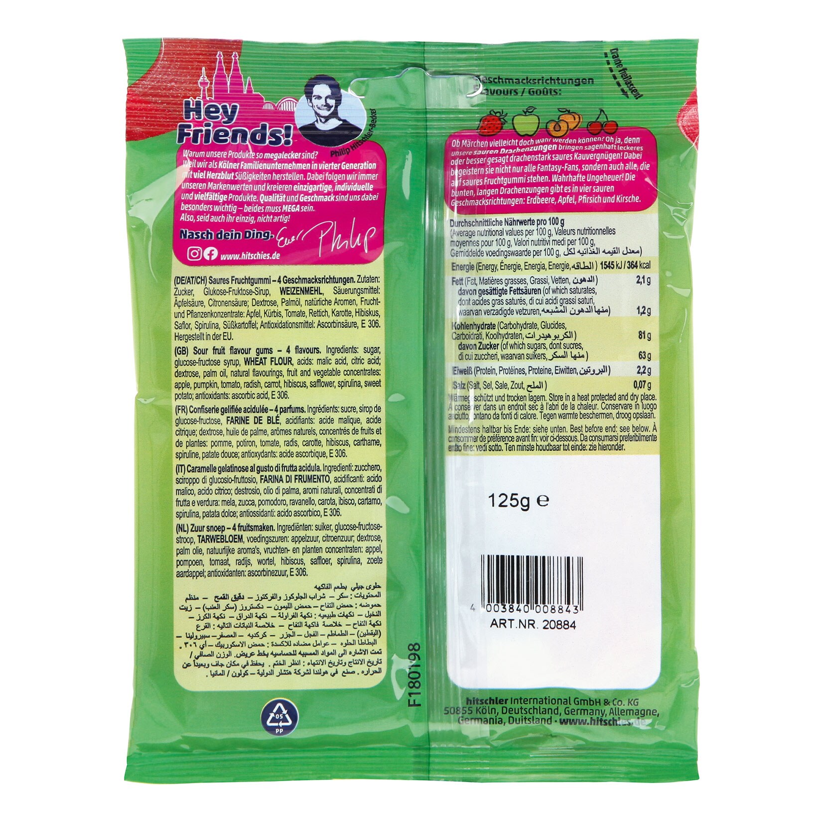 hitschies Saure Drachenzungen 125 g, 20er Pack