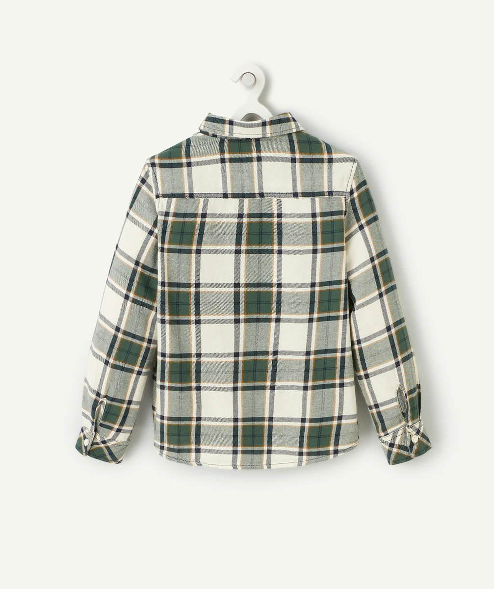 CHEMISE À CARREAUX GARÇON VERT ET ÉCRU