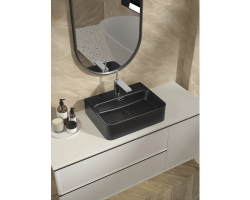 Jungborn wastafel THREE 52 x 40 cm zwart mat incl. keramische afvoerplug