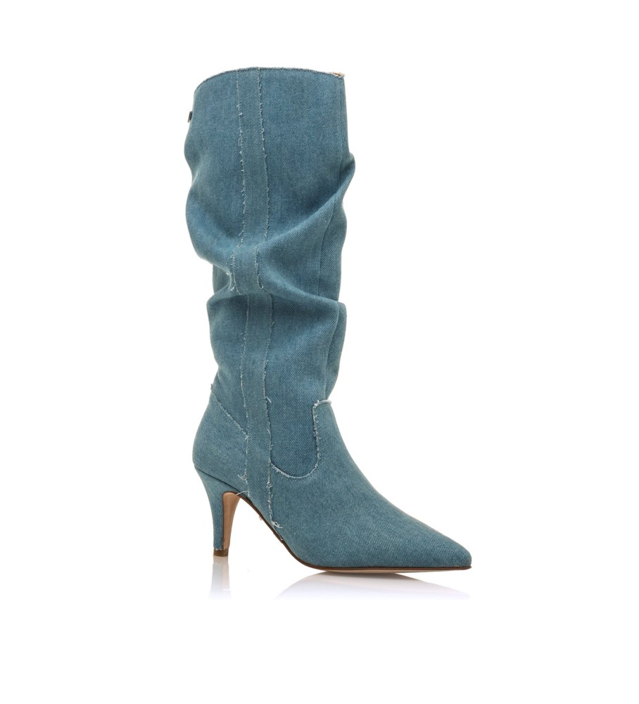 Botas Mustang Chantal em couro azul - Altura do salto: 8 cm -