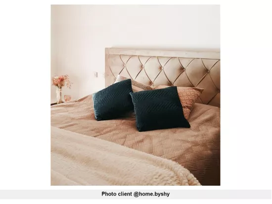 Lit avec tiroirs 160 x 200 cm - Tissu velours - Beige - LEOPOLD