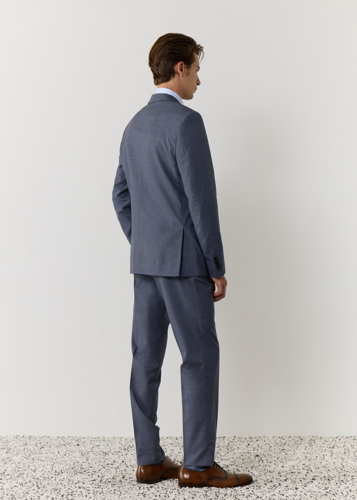Costume 2 pièces Regular en laine bleu jeans Prince de Galles