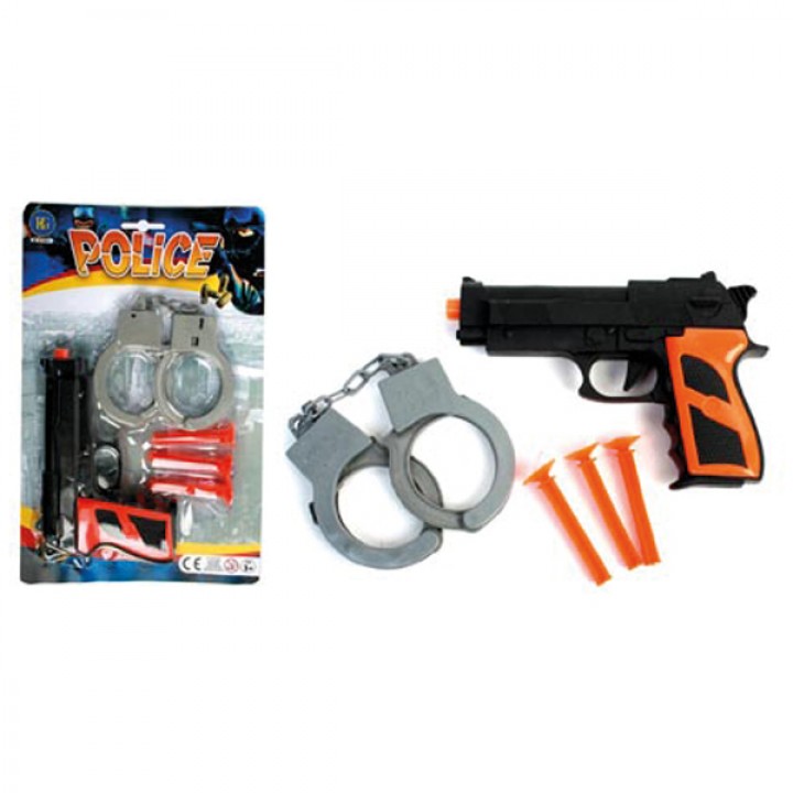 Polizeiset Pfeilpistole m.3 Pfeile + Handschellen