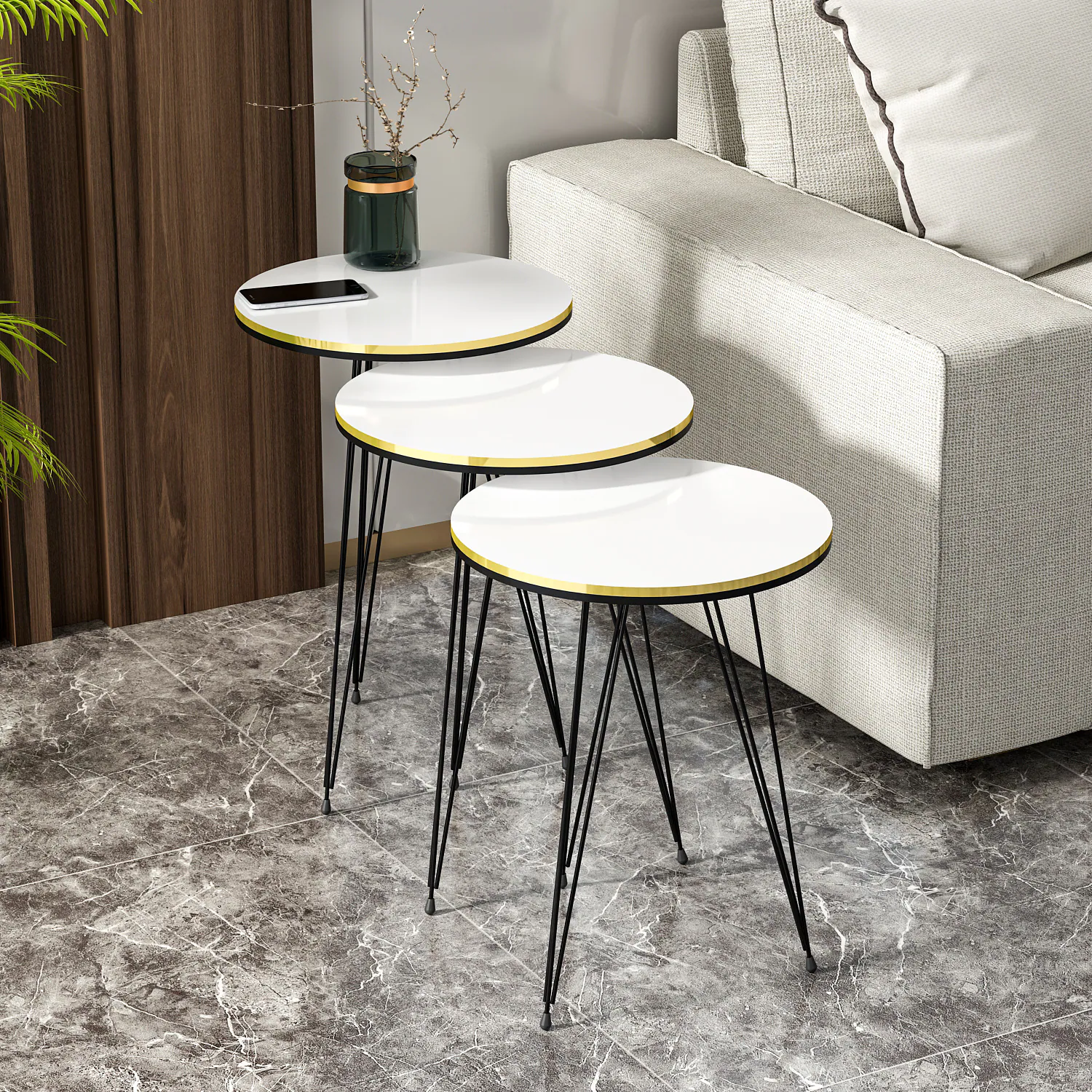 Beistelltisch 3er Set Weiß 21216283