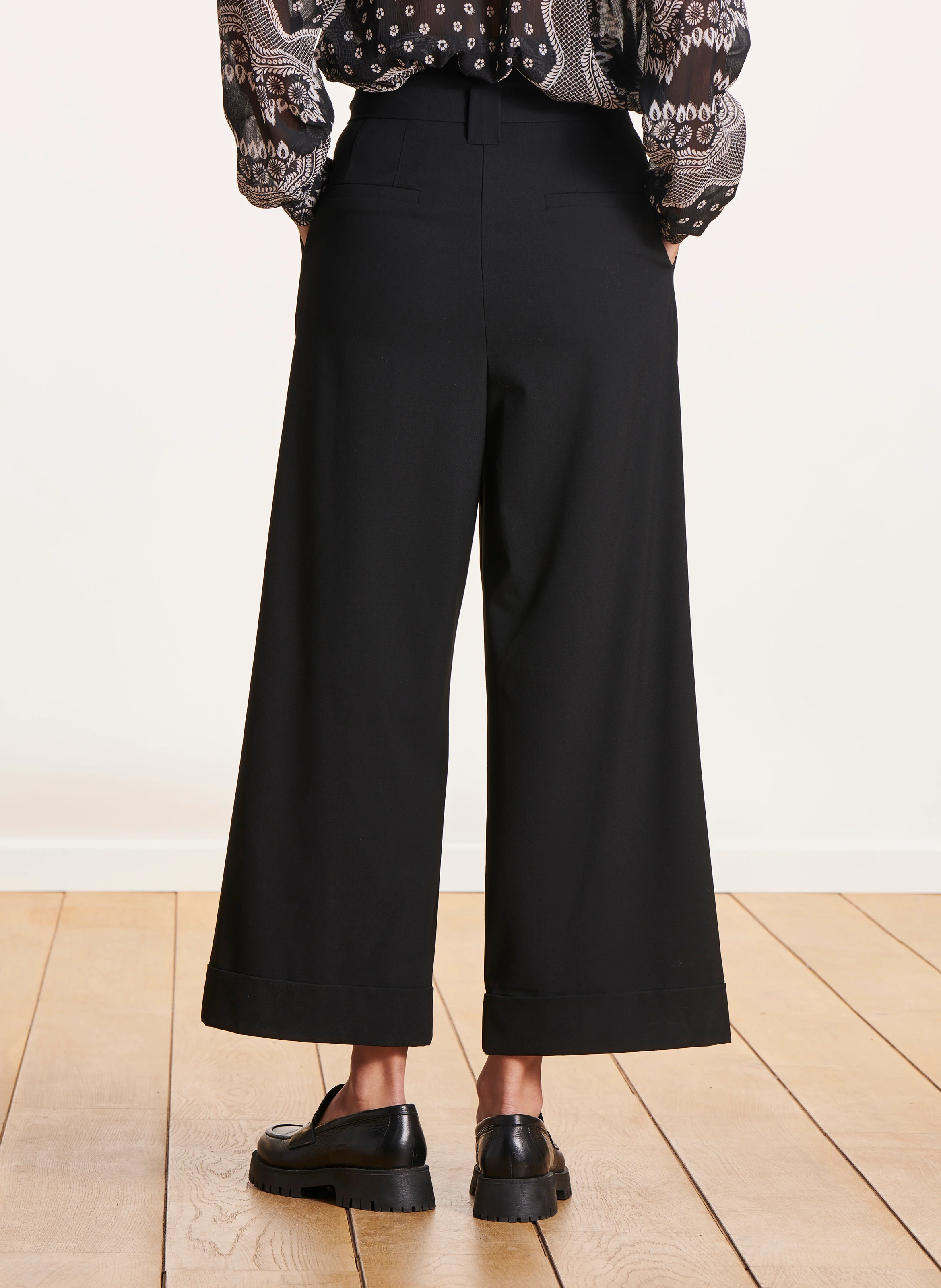 Pantalon large taille haute| Noir