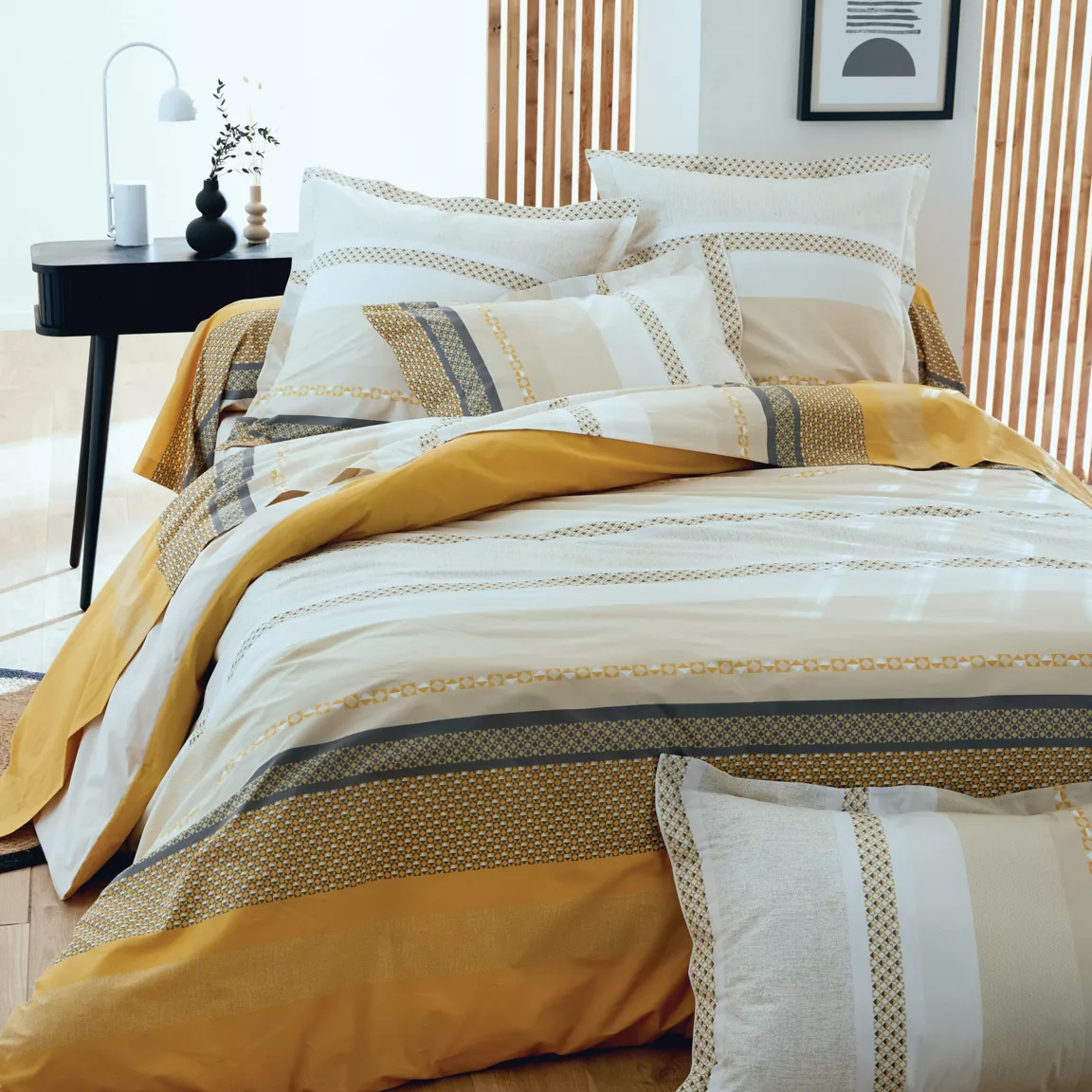 Taie d'oreiller carrée percale de coton (65 x 65 cm) Marlow Jaune