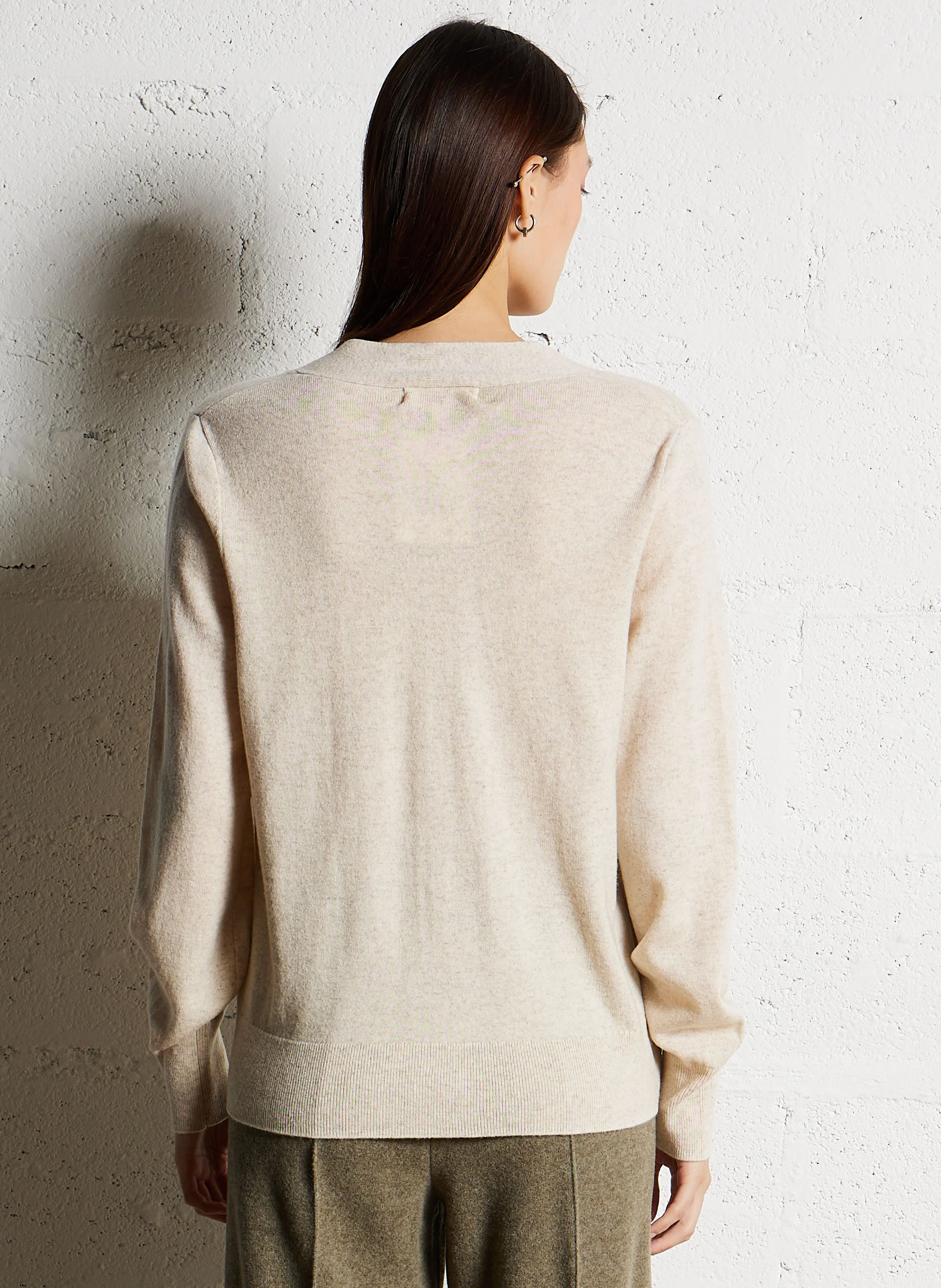 KATIE - Gilet oversize col V en laine | Marron