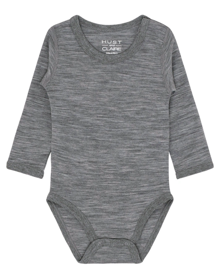 Langarm-Body BO mit Wolle in grau melange