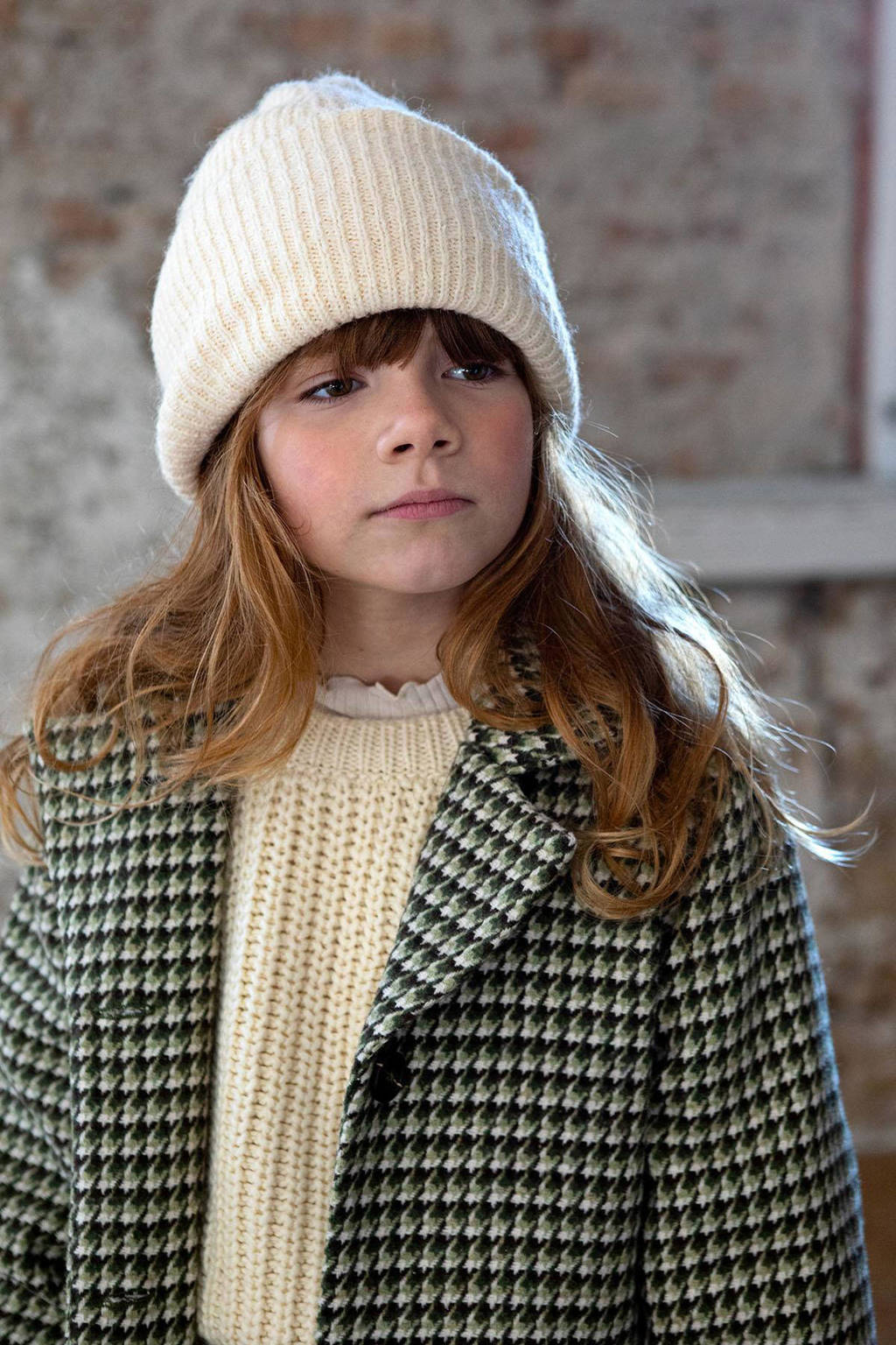 Like Flo winterjas met wol en pied-de-poule multicolor