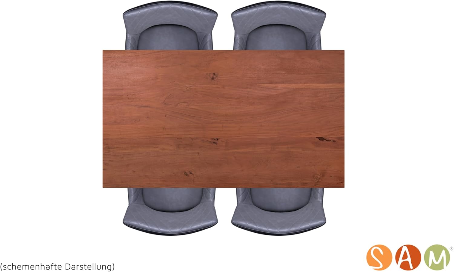 SAM Esstisch 160 x 85 cm Tomaso, Baumkantentisch nussbaumfarben, Akazienholz massiv, U-Gestell aus Metall Schwarz, echte Baumkante