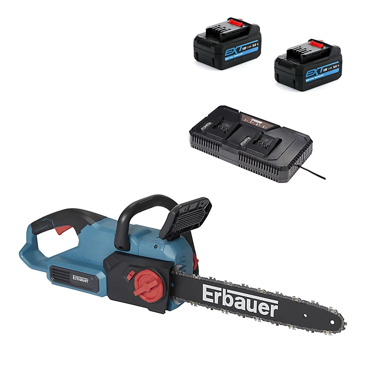 Tronçonneuse sur batterie Erbauer ECSG3640-Li 18V guide 40 cm (avec 2 batteries et chargeur) sans fil