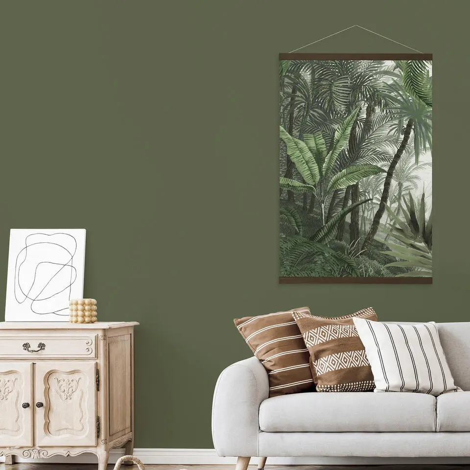 Hangende Poster Linnen - Jungle Landschap Groen