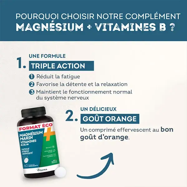Vitavea Magnésio + Vitaminas B1, B2, B6 para Fadiga - Embalagem Ecológica com 60 comprimidos