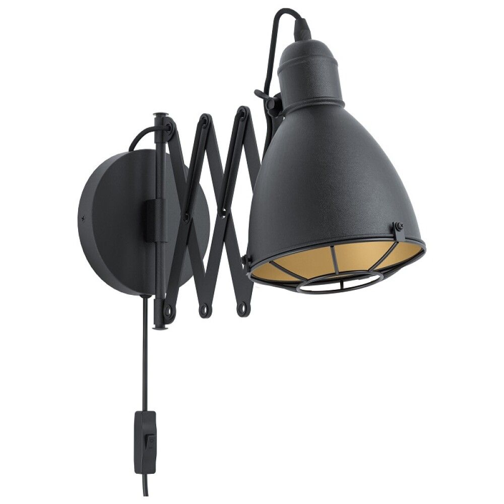 VEGGLAMPE EGLO TREBURLEY SORT/GULL E27 28 W 20 CM