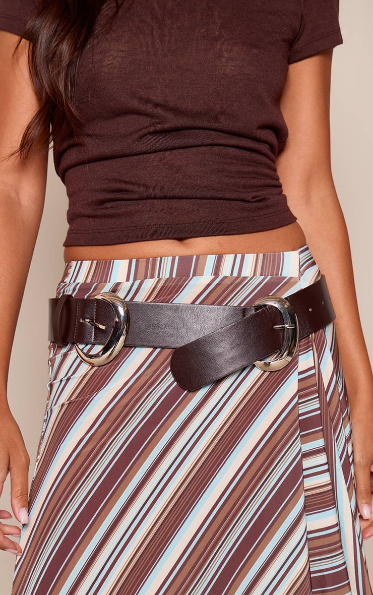 Chocolat Ceinture De Taille Marron En Synthétiquecuir À Double Boucle