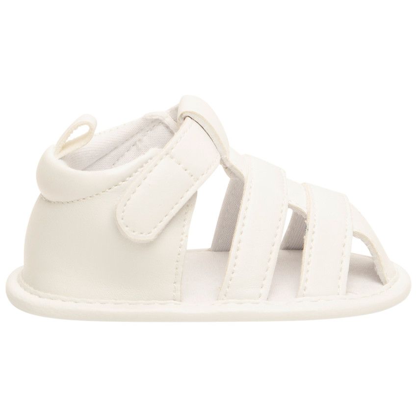 Nu-pieds velcro unis à lanières pour bébé fille - Blanc