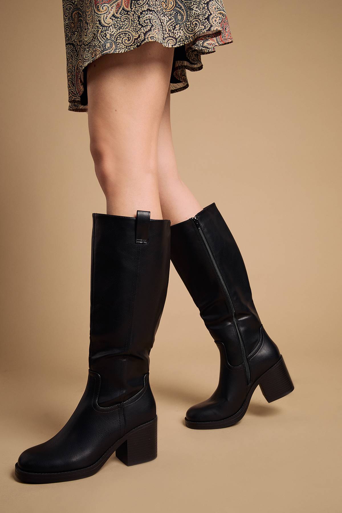 Oasis Bottes Hautes Kyrene en synthétique à Plateforme Gaucho et Talon Bloc