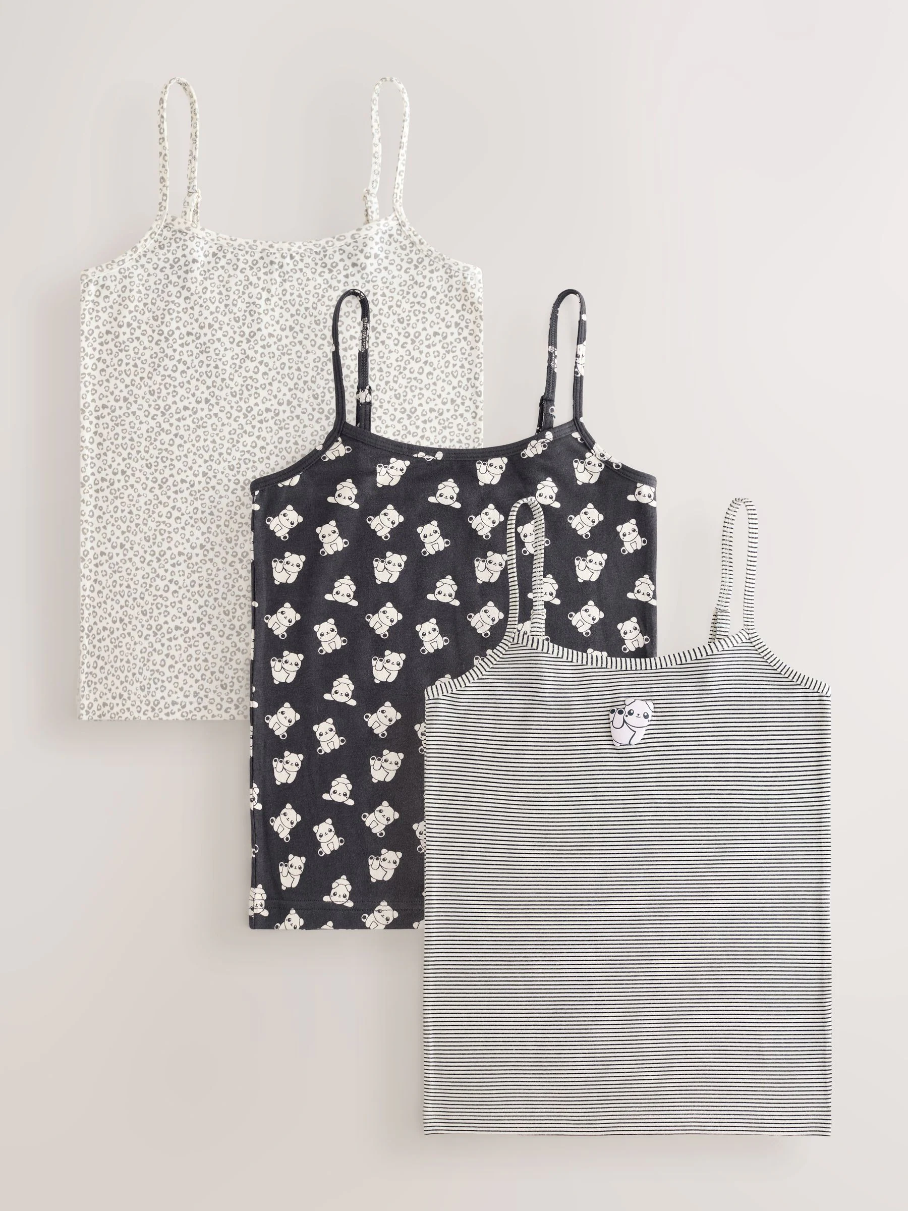panda stripe - Verpakking van 3 cami topjes met bandjes en print (1,5 - 16 jr)