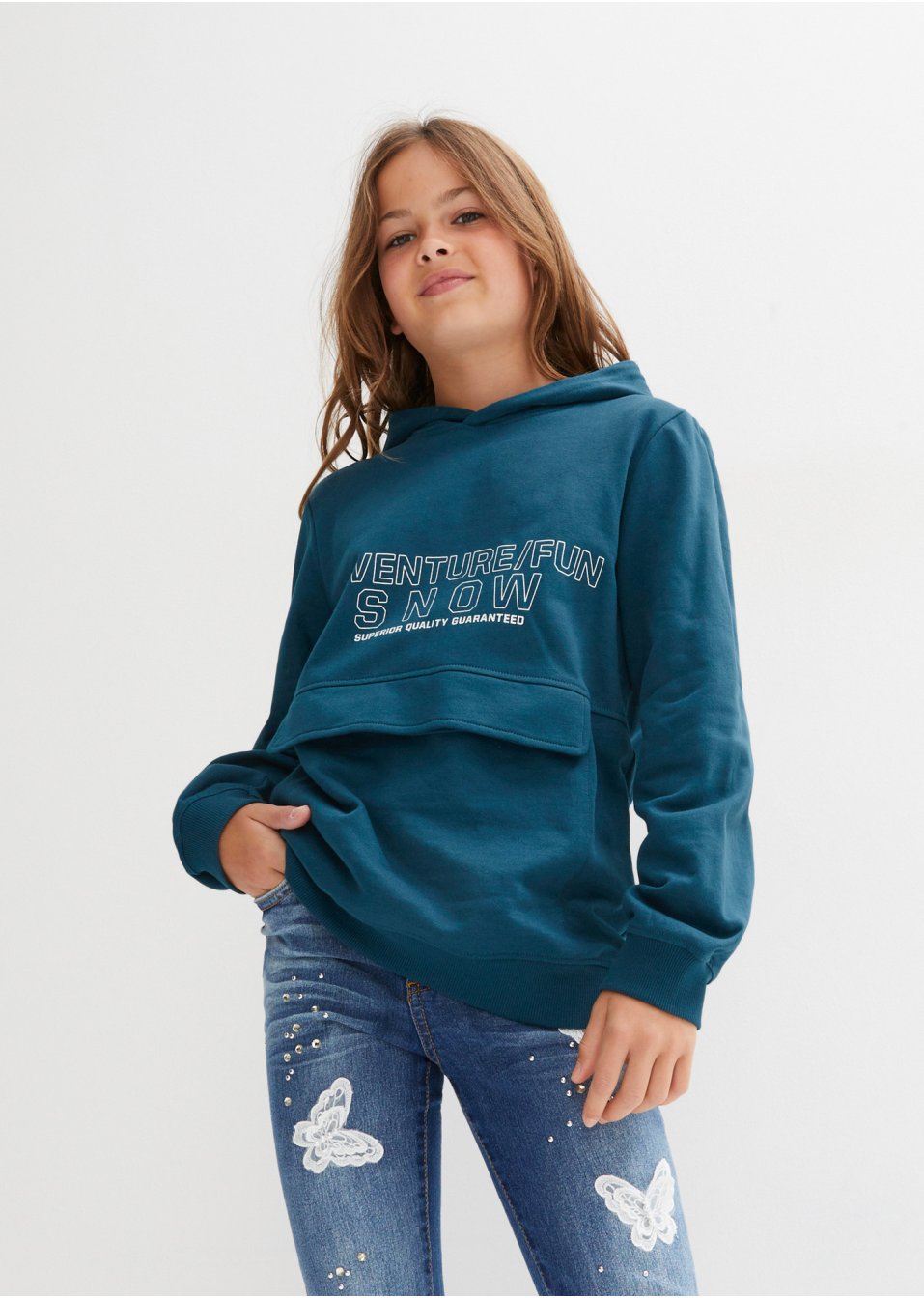Sweat-shirt à capuche fille en coton