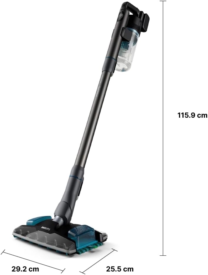 Philips Kabelloser Staubsauger der 8000er Serie für Haustiere, Hervorragende Saugleistung, Display, Düsen mit LED-Licht, Tierhaardüse, Aqua-Düse, Anti-Allergie-Filterung (XC8055/01)