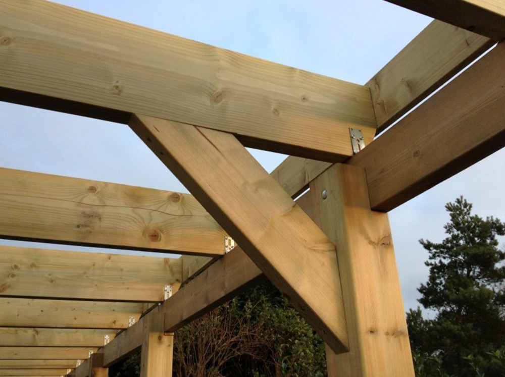 Carport bois castellane - 373x555 - panneau de fond intégré - toiture en bois + feutre bitumeux - abri 1voiture