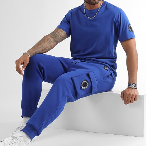 Ensemble Tee Shirt Et Pantalon Jogging Cargo 1130 1133 Bleu Roi