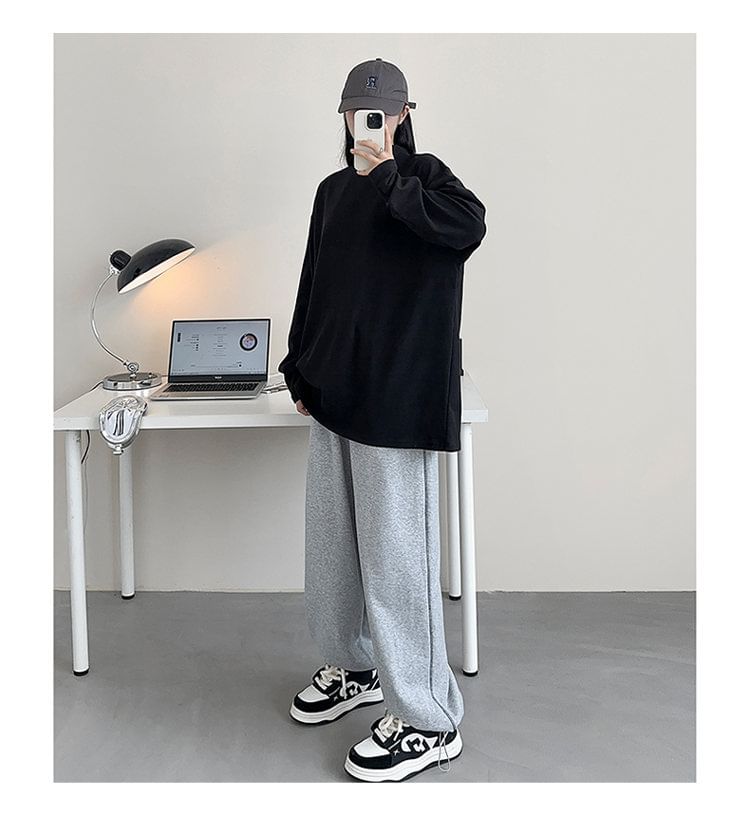 FOEV - T-shirt met lange mouwen en mockneck, effen