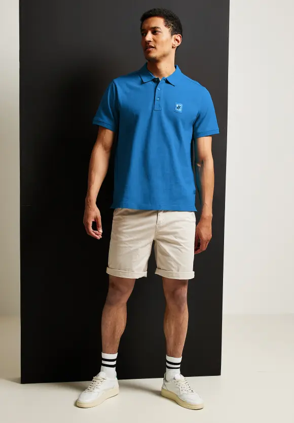 Poloshirt in Piqueé - laguna blue