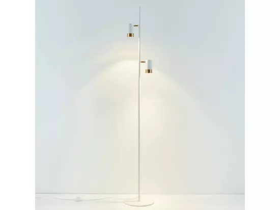Lampadaire blanc deux spots pivotants - Elya
