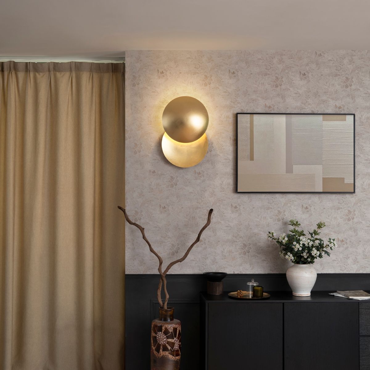 Moderne wandlamp goud 34.5cm 2-lichts - Sunrise