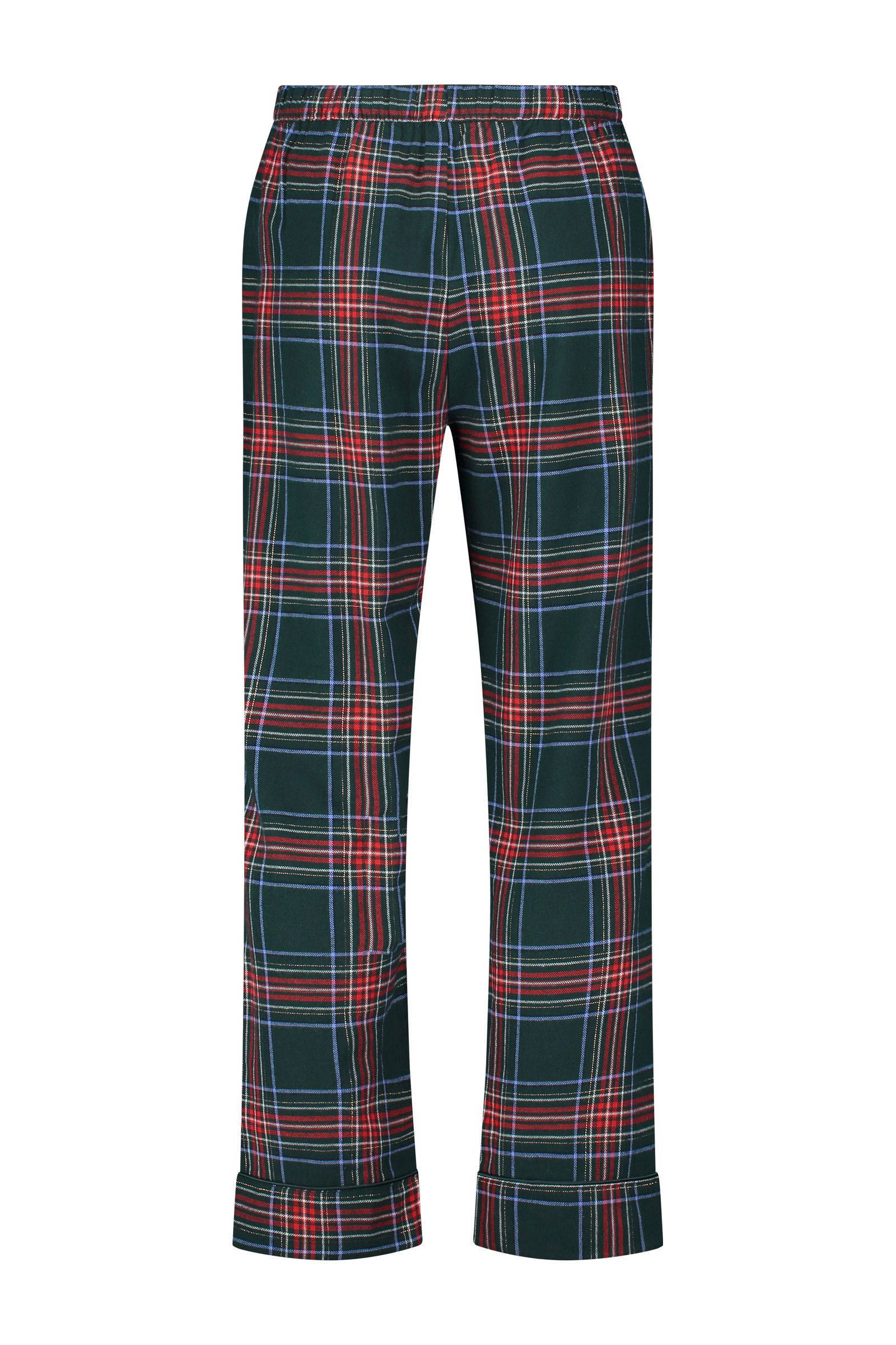 Hunkemöller flanellen pyjamabroek groen/rood