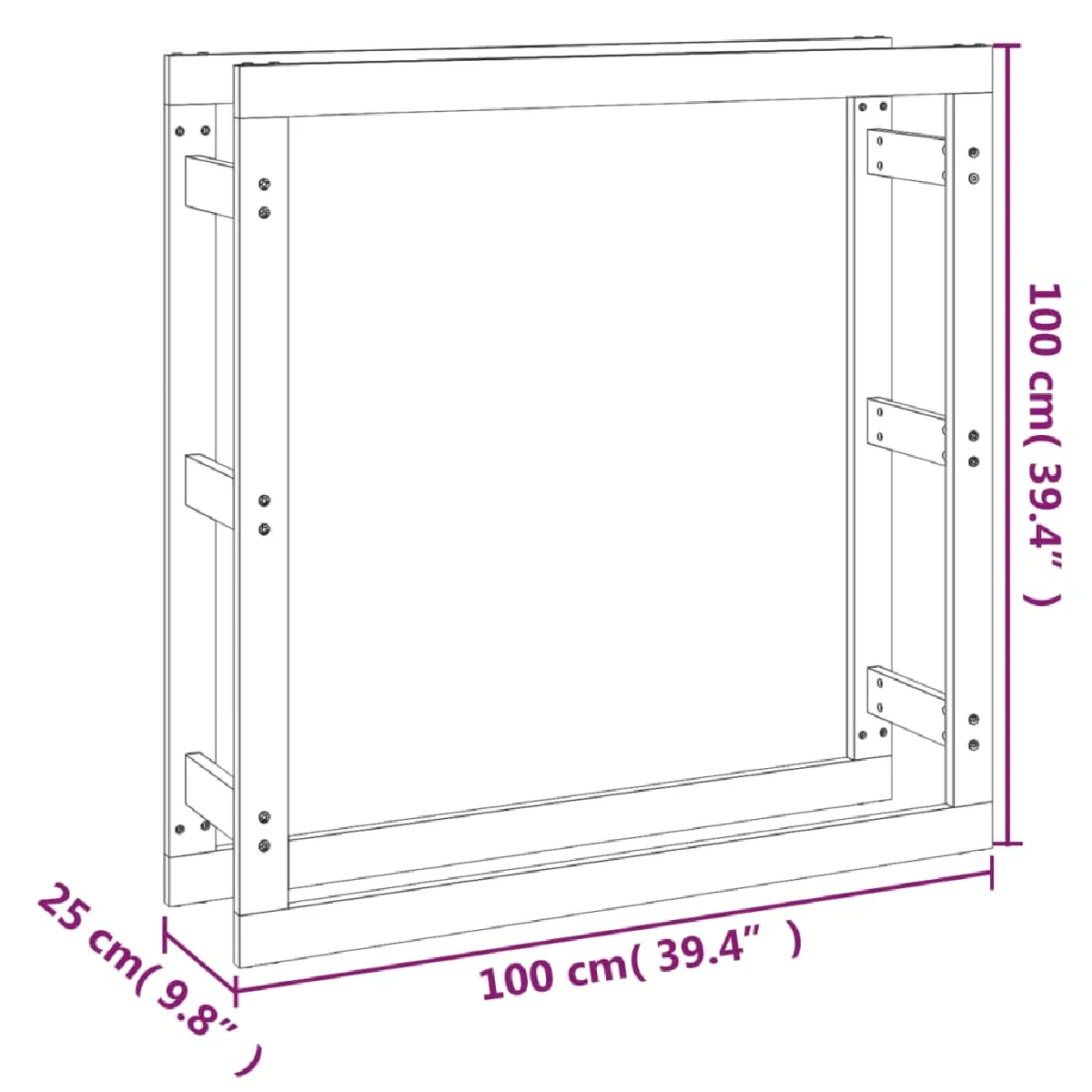 vidaXL Support pour bois de chauffage 100x25x100 cm - Bois de pin