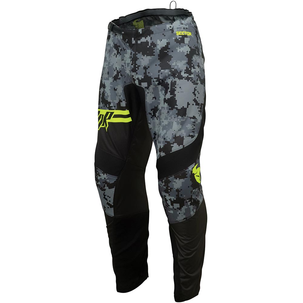 Thor Motocross - Pantalon enfant Sector Digi Camo Noir / Camouflage Noir / Jaune fluo