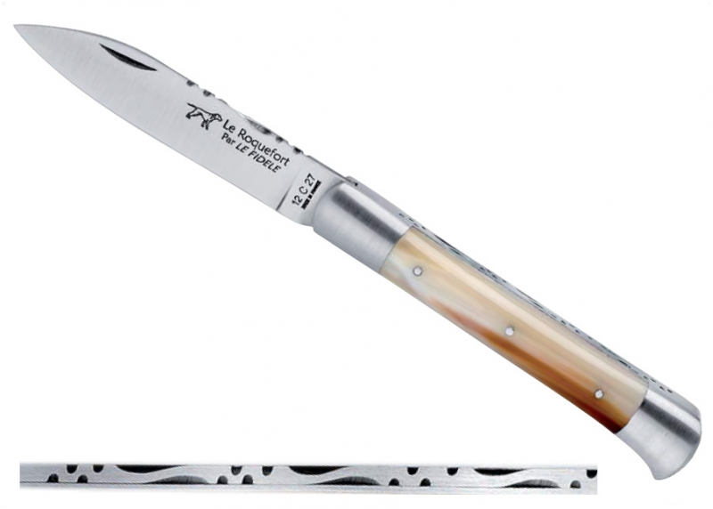 Couteau Le Roquefort avec un manche en corne blonde