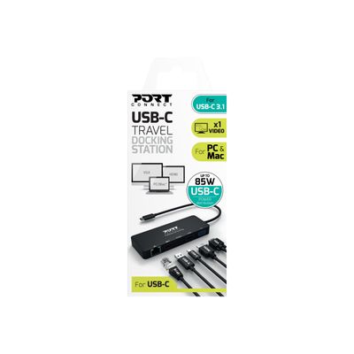 PORT Connect - station d'accueil USB-C de voyage pour PC et Mac- VGA, HDMI