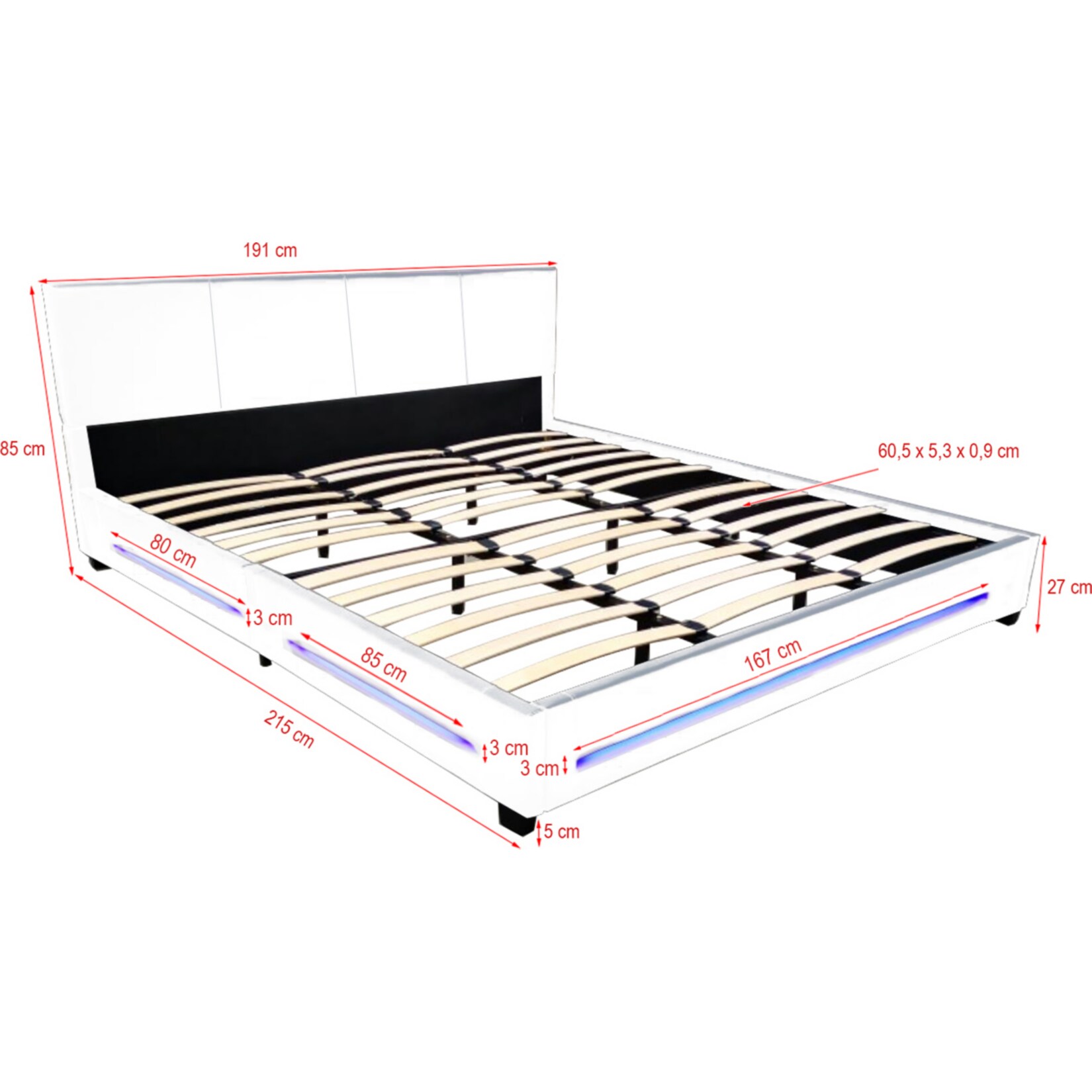 HOME DELUXE LED Bett Asteroid 180 x 200, Weiß