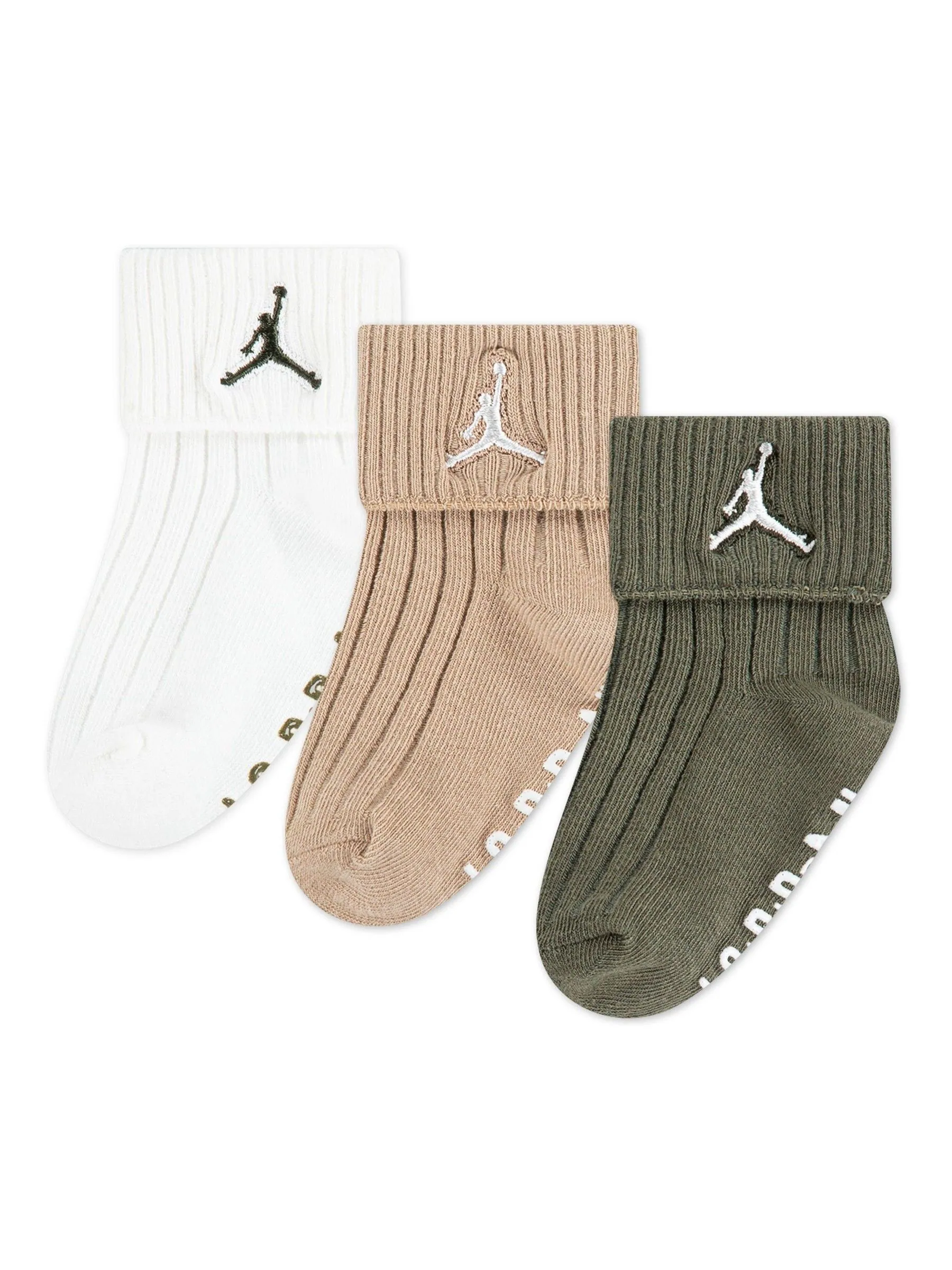 Crème - Jordan Essentials Ribbed Gripper Sokken 3 Verpakking