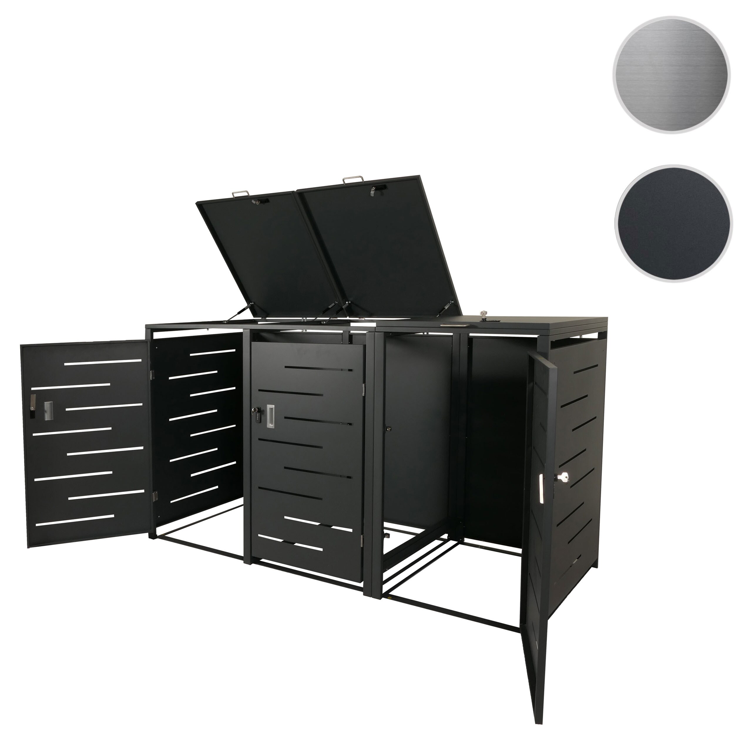 XL 3er-/6er-Mülltonnenverkleidung MCW-E83, Mülltonnenbox, erweiterbar 116x212x98cm ~ anthrazit Stahl, 100kg
