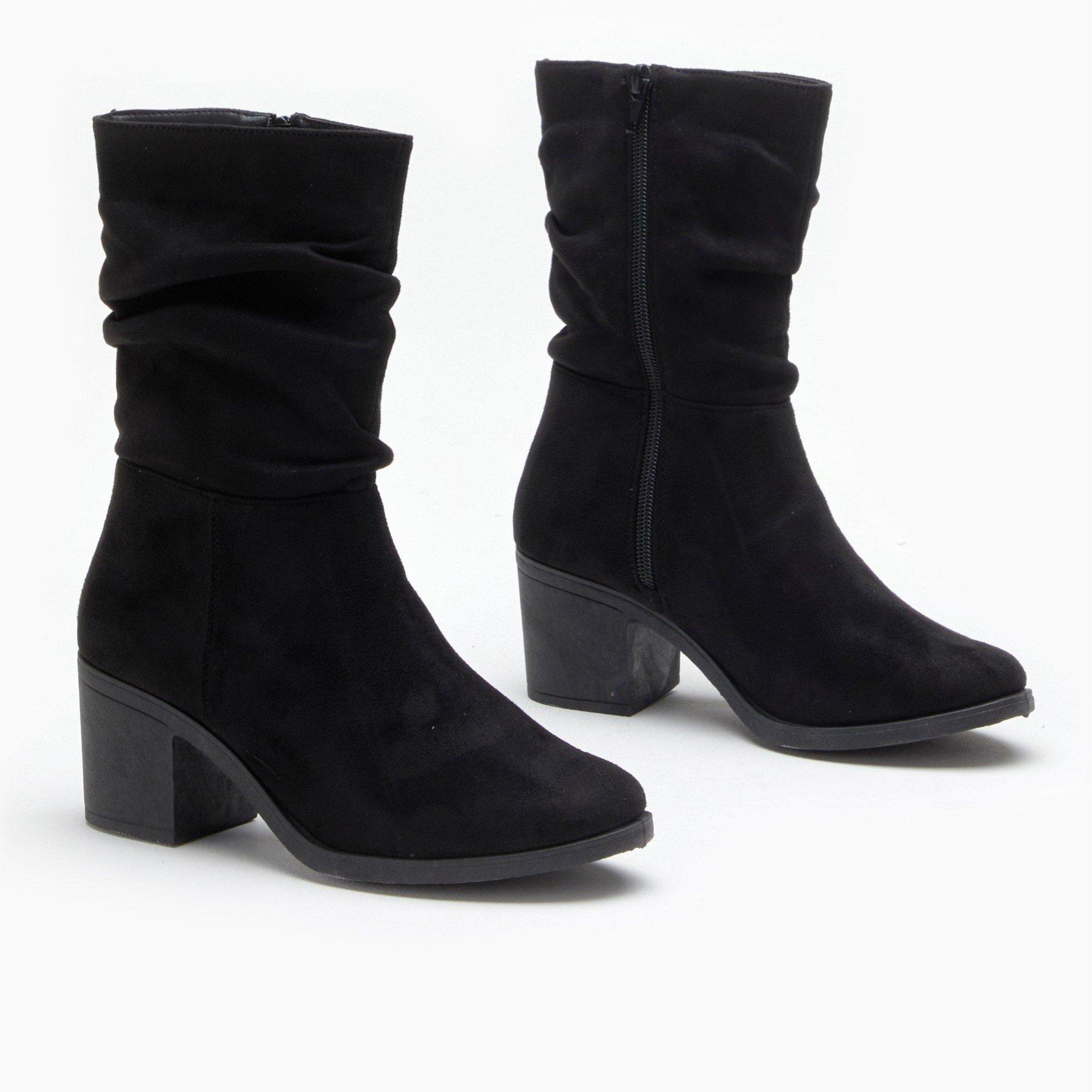 Be You Studio Faux Suede Slouch Block Heel Boot
