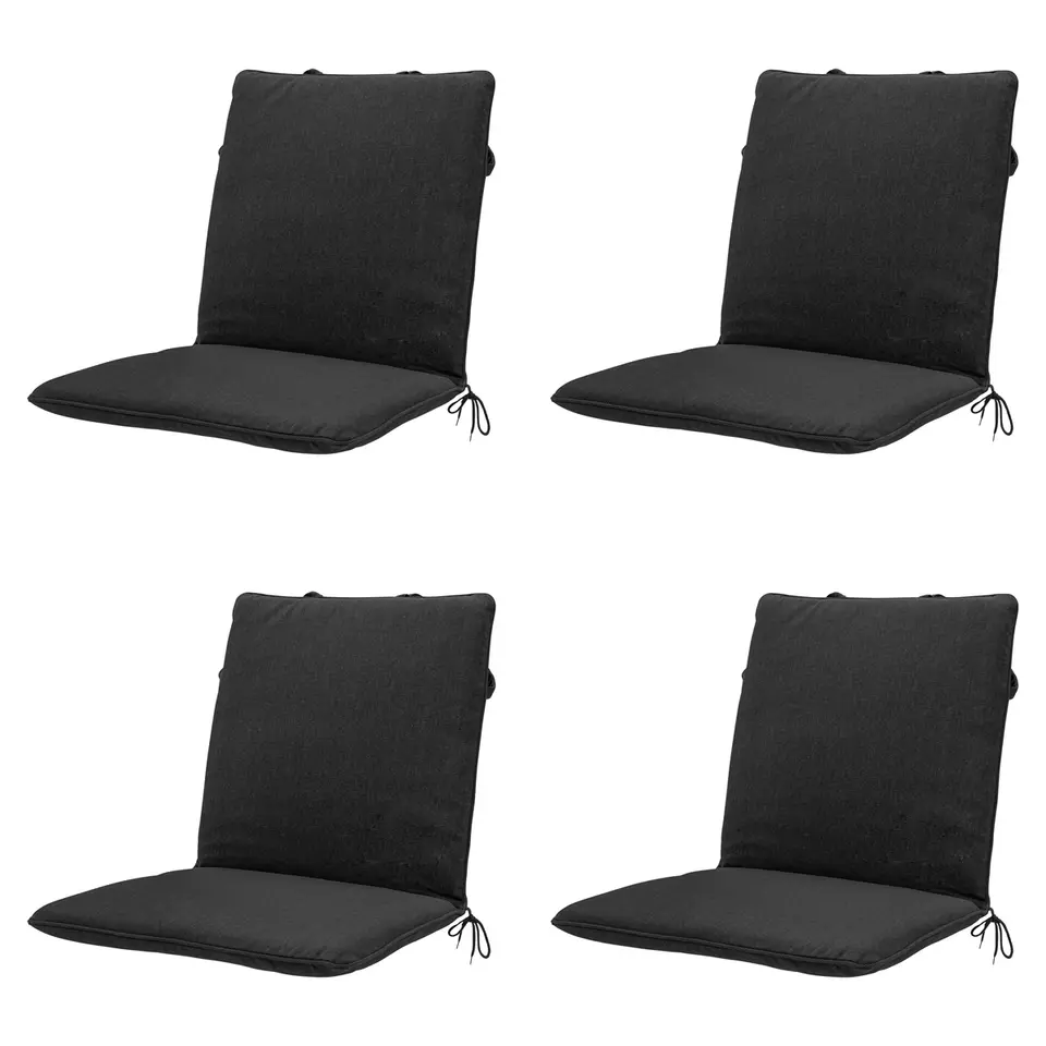 Madison - Stapelstoelkussen Black canvas eco  - Ca. 97x49 cm - Set van 4