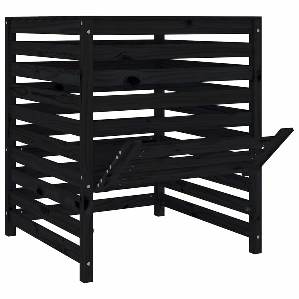 Composteur noir 82,5x82,5x99,5 cm bois massif de pin